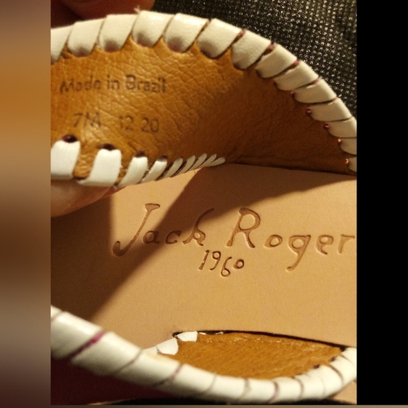 Jack Rogers - # 1 NWT, Pink & White Leather Thong Style Sandals, Size 7 M, - Picture 11 of 12